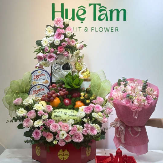 Mâm Quả Hoa Tươi Phúc Duyên Song Hỷ 
