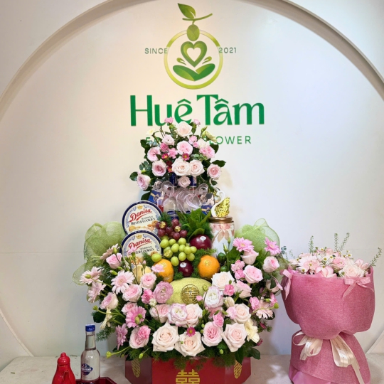 Mâm Quả Hoa Tươi Phúc Duyên Song Hỷ  