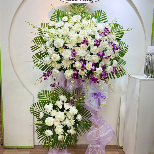 Kệ Hoa Viếng Bạch Lan Tím Thương – Thành Kính Vĩnh Hằng 