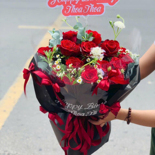 Hoa Bó Sinh Nhật tone đỏ 