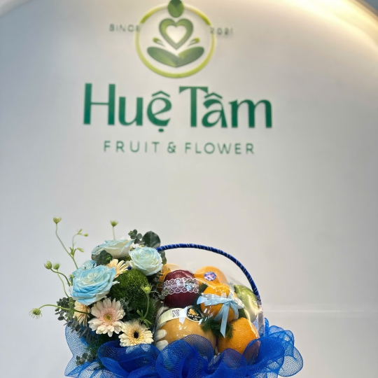 GIỎ TRÁI CÂY TRANG TRÍ HOA 1 BÊN 