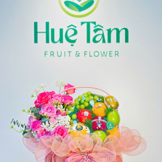 GIỎ TRÁI CÂY TRANG TRÍ HOA 1 BÊN HIỆN ĐẠI 
