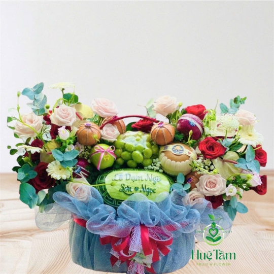 GIỎ DẠM NGÕ TONE XANH XÁM 