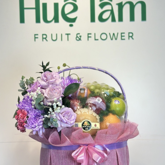 Giỏ Quà Hoa Tím Gắn Kết 