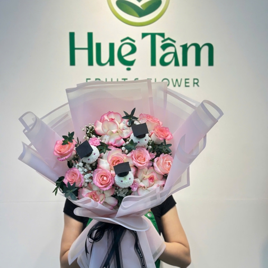 HOA BÓ TỐT NGHIỆP HỒNG XINH 