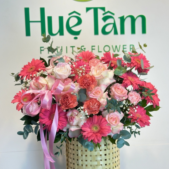 Giỏ Hoa Hồng Duyên Sắc 🌸 