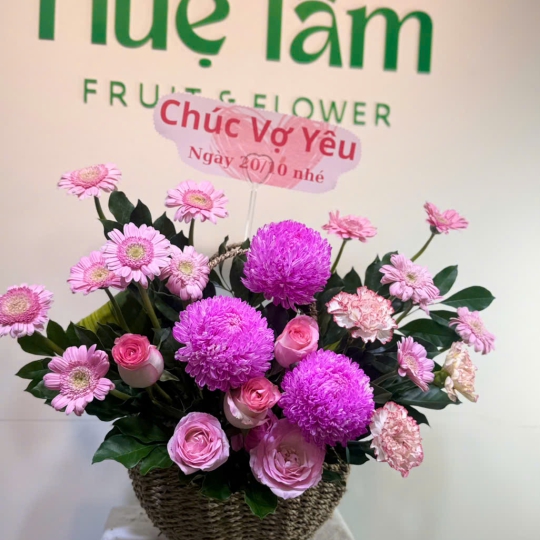 🌸 Giỏ Hoa Hồng Ái Dành Vợ Yêu 🌸 