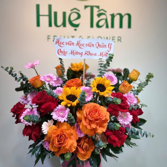 🌸 Lẵng Hoa Hồng Cam Rạng Ngời 