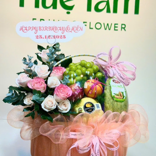 Giỏ Trái Cây Hoa Hồng Sinh Nhật Ngọc Ái An Nhiên 