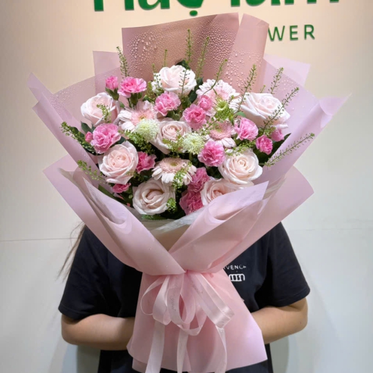 🤍 Bó Hoa Hồng Phấn – Lời Thương Nhẹ Nhàng 🤍 
