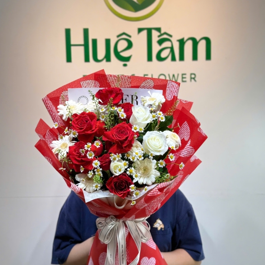 💖 Bó Hoa Hồng Song Sắc – Trái Tim Vĩnh Yêu 💖 
