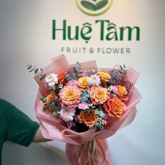 🌸 Bó Hoa Hồng Cam – Thương Thầm Rực Rỡ 