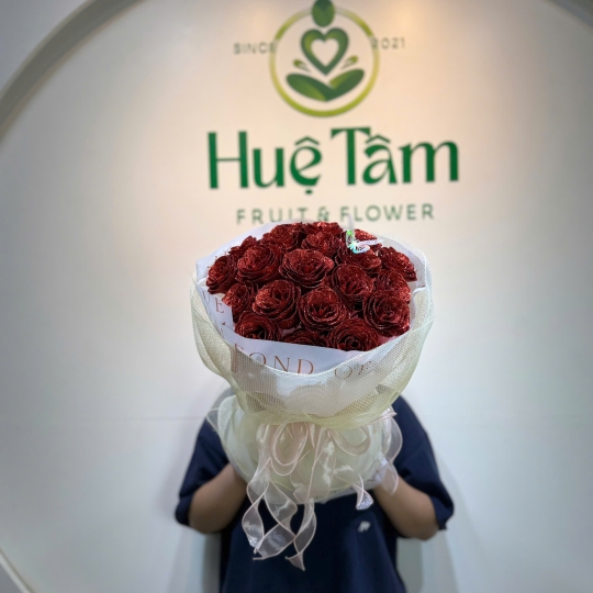 🌹 Bó Hoa Sáp Hồng Rượu – Trái Tim Son Sắt 
