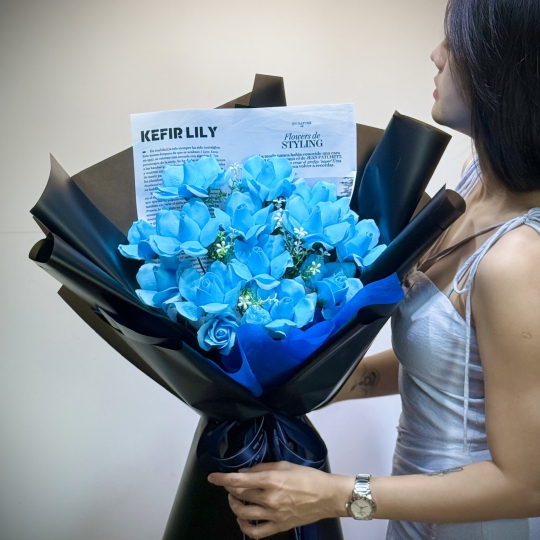 💙 Bó Hoa Sáp Lam Ngọc An Nhiên LỤC NGỌC 