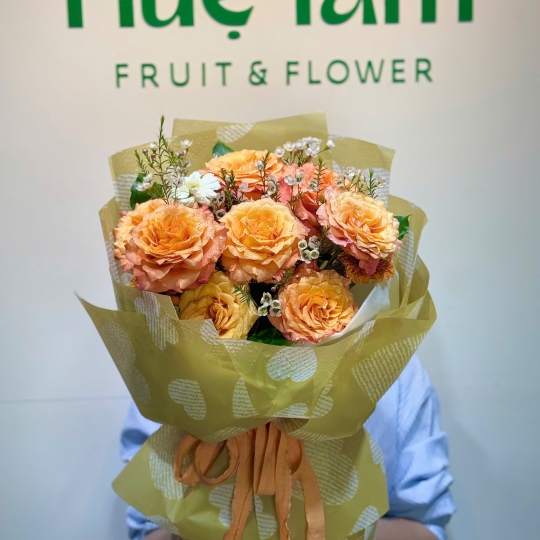 🍑 Bó Hoa Hồng Cam – Ngọt Ngào Ban Mai 