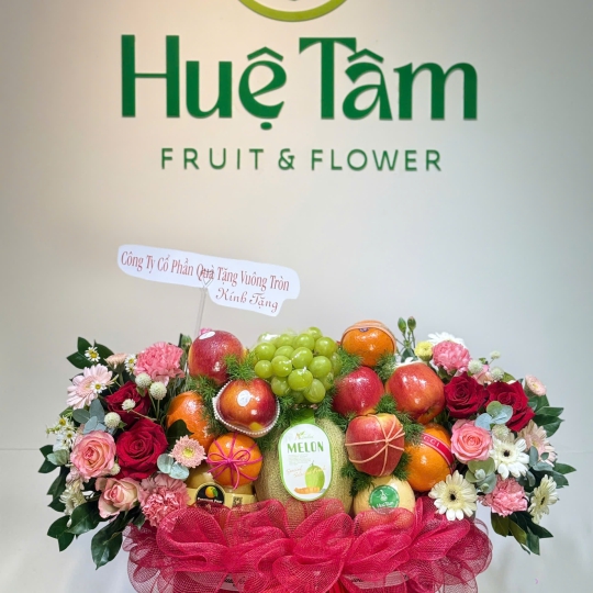 🌸 Giỏ Hoa & Trái Cây – Lộc Đỏ May Mắn 🌸 