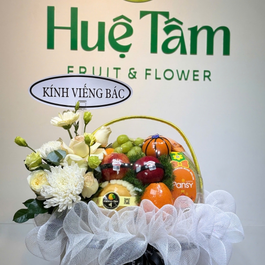 🕯️ Giỏ Hoa Quả Kính Viếng – Tiễn Biệt Bình An 