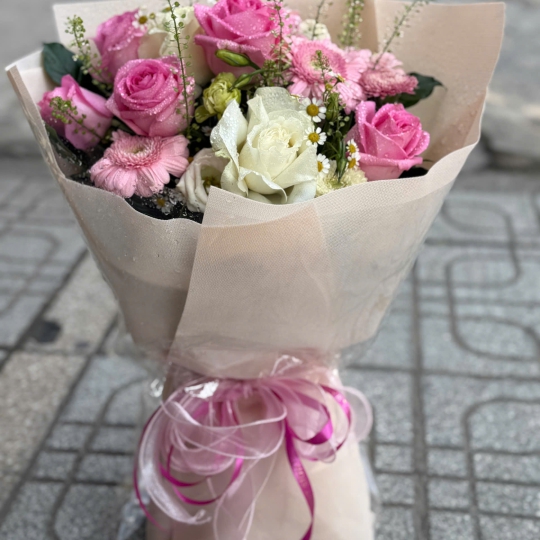 🌸 Bó Hoa Hồng Pastel – Sương Hồng Tinh Khôi 🌸 