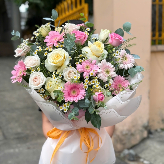 🎀 Bó Hoa Daisy Hồng – Lời Yêu Trong Trẻo 