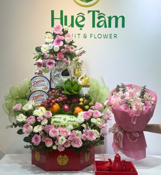 Mâm Quả Hoa Tươi Phúc Duyên Song Hỷ