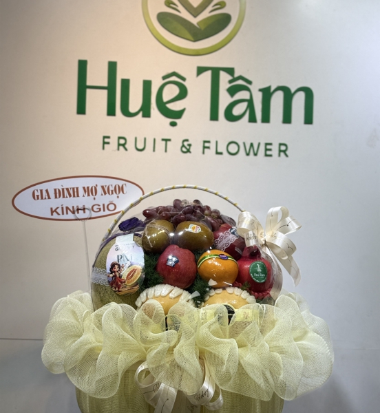 🤍 Giỏ Trái Cây Phúc Lộc An Khang – Sắc Kem Tinh Tế