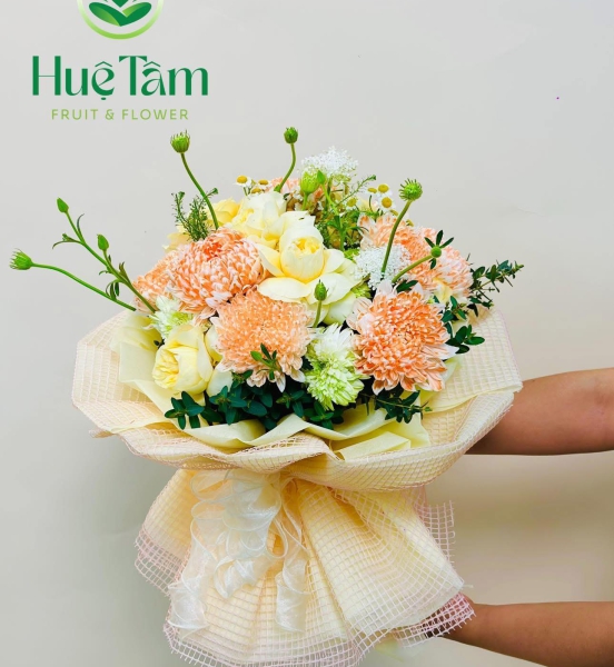 Hoa Bó Tròn tone cam trẻ trung