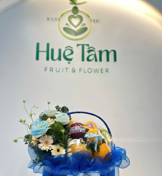 GIỎ TRÁI CÂY TRANG TRÍ HOA 1 BÊN