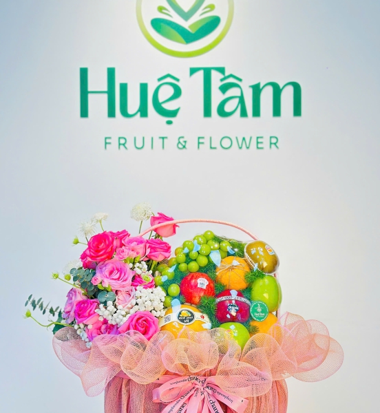 GIỎ TRÁI CÂY TRANG TRÍ HOA 1 BÊN HIỆN ĐẠI