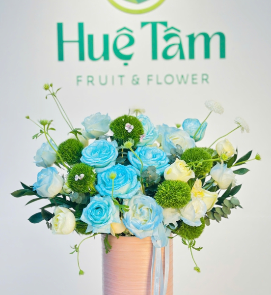 GIỎ HOA TONE XANH SỰ KIỆN