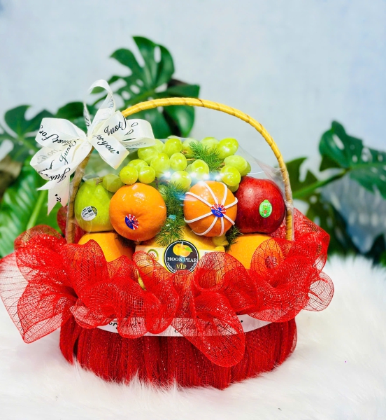 GIỎ TRÁI CÂY KHAI TRƯƠNG TONE ĐỎ