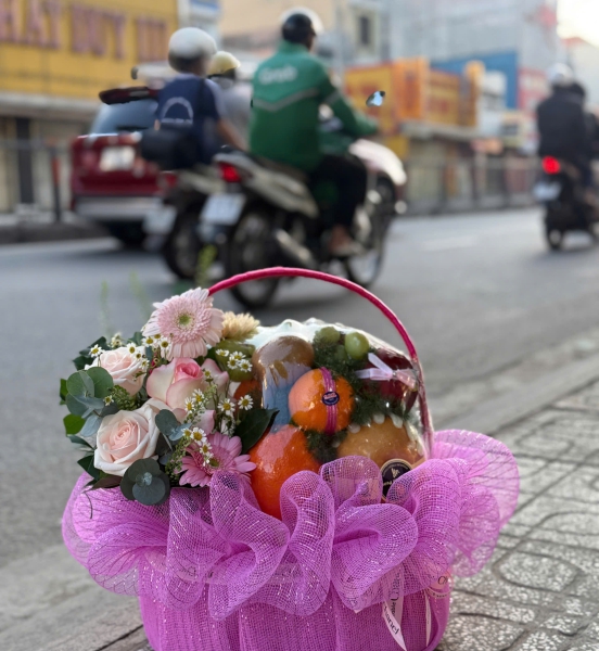 🍑 Giỏ Hoa Trái Cây – Lời Chúc Hạnh Phúc